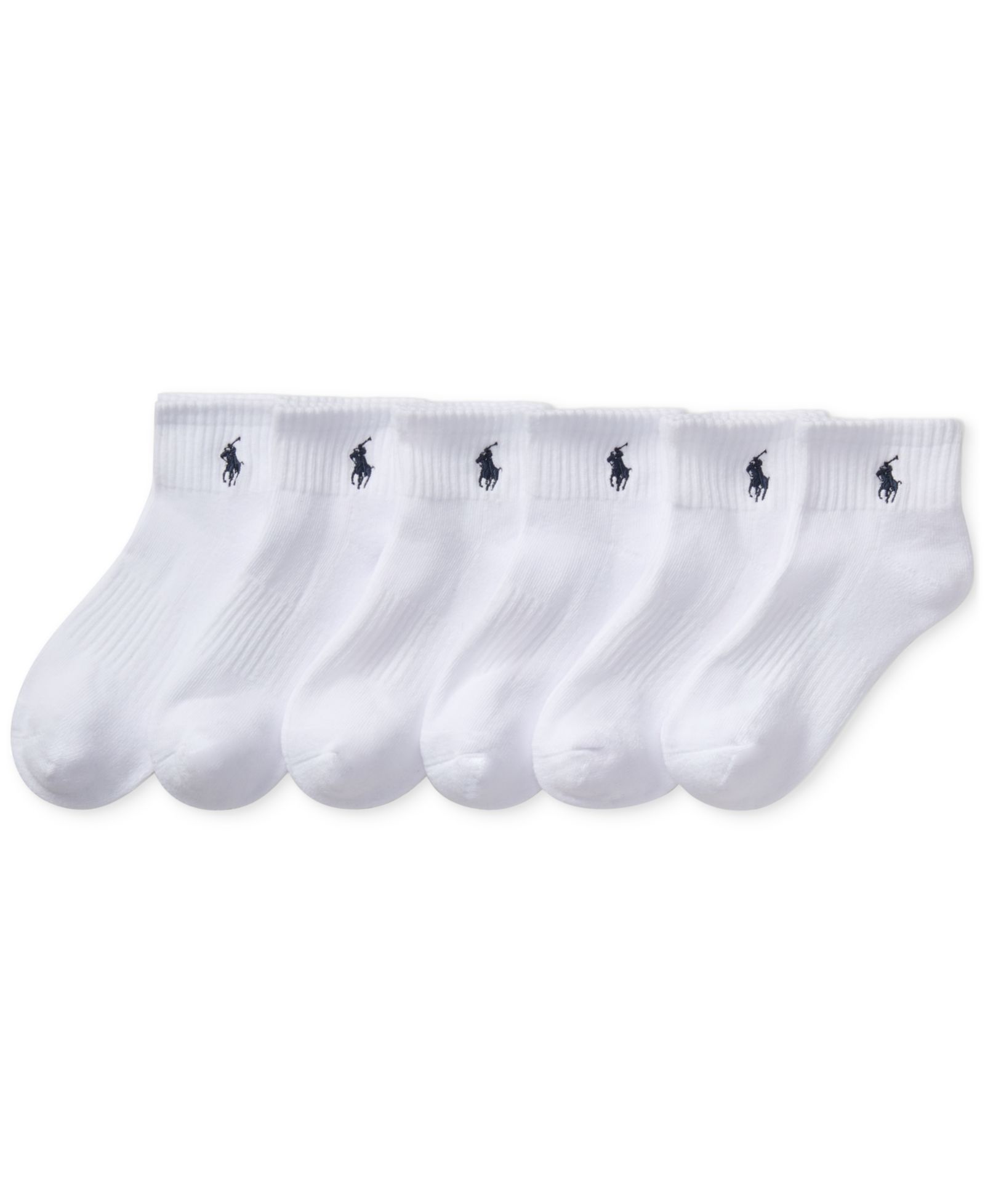 Polo Ralph Lauren Little & Big Boys Solid Quarter Crew Socks, 6-Pack