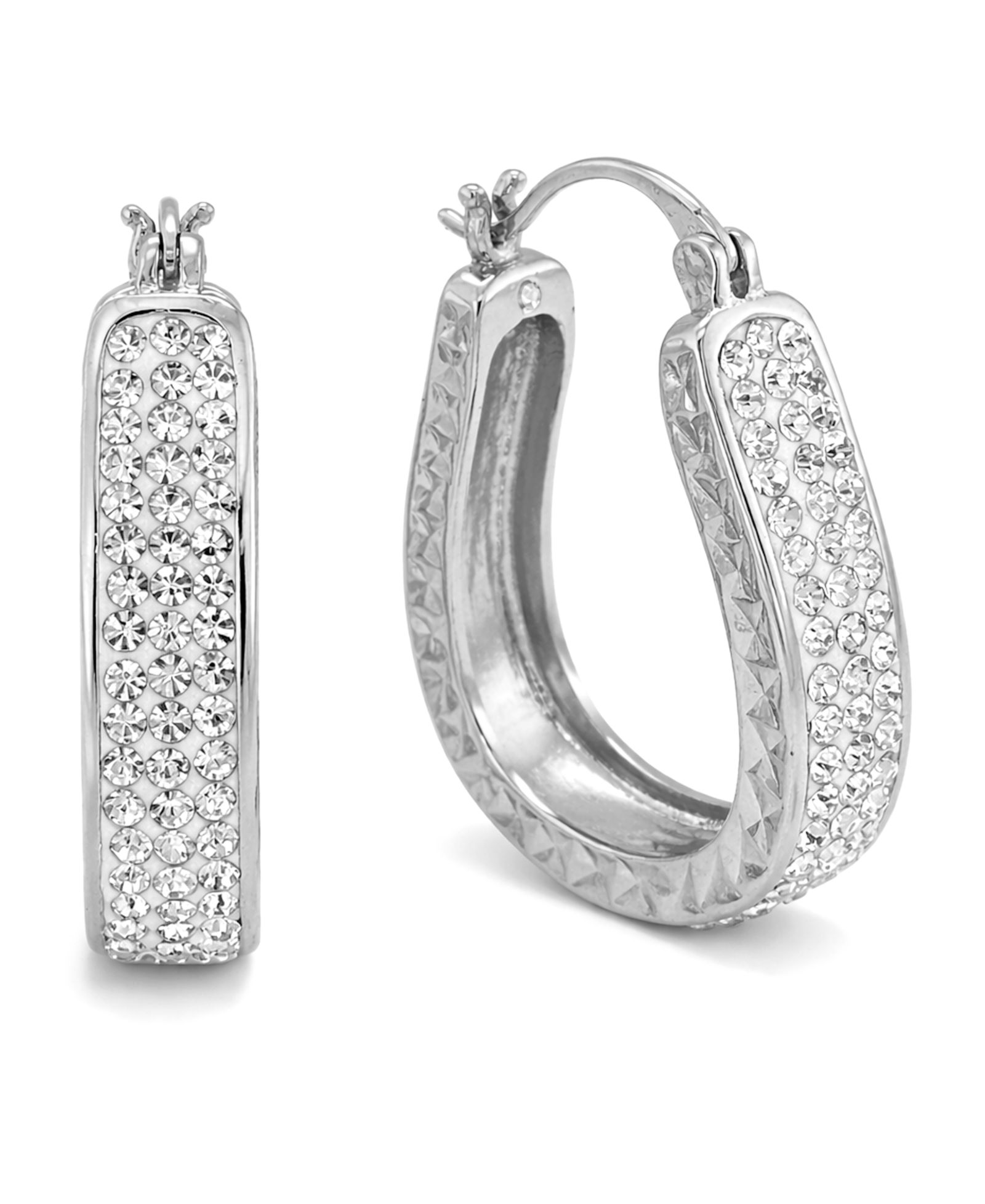 And Now This Clear Crystal Diamond Cut Hoop Earrings