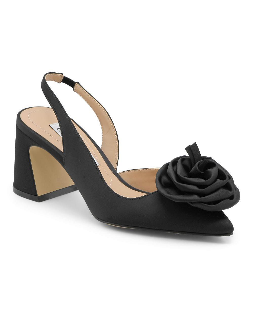 Charles David Womens Althea Slingback Chunky Heel Dress Rose Detail