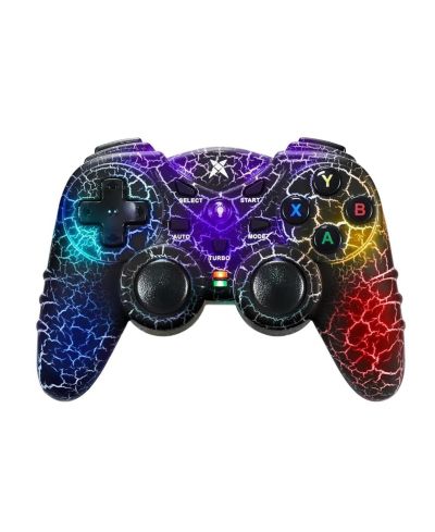 Беспроводной игровой контроллер NBCP для PC - Black Crack Custom Design с RGB LED Lights, Turbo Function, совместим с Windows 7/8/10/11 & Steam