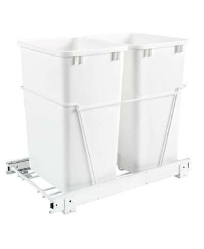 Двойной выдвижной мусорный бак Rev-A-Shelf 35 qt., White, RV-18PB-1