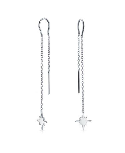 Bling Jewelry Minimalist Celestial Dangle Earrings North Star Threader Sterling Silver
