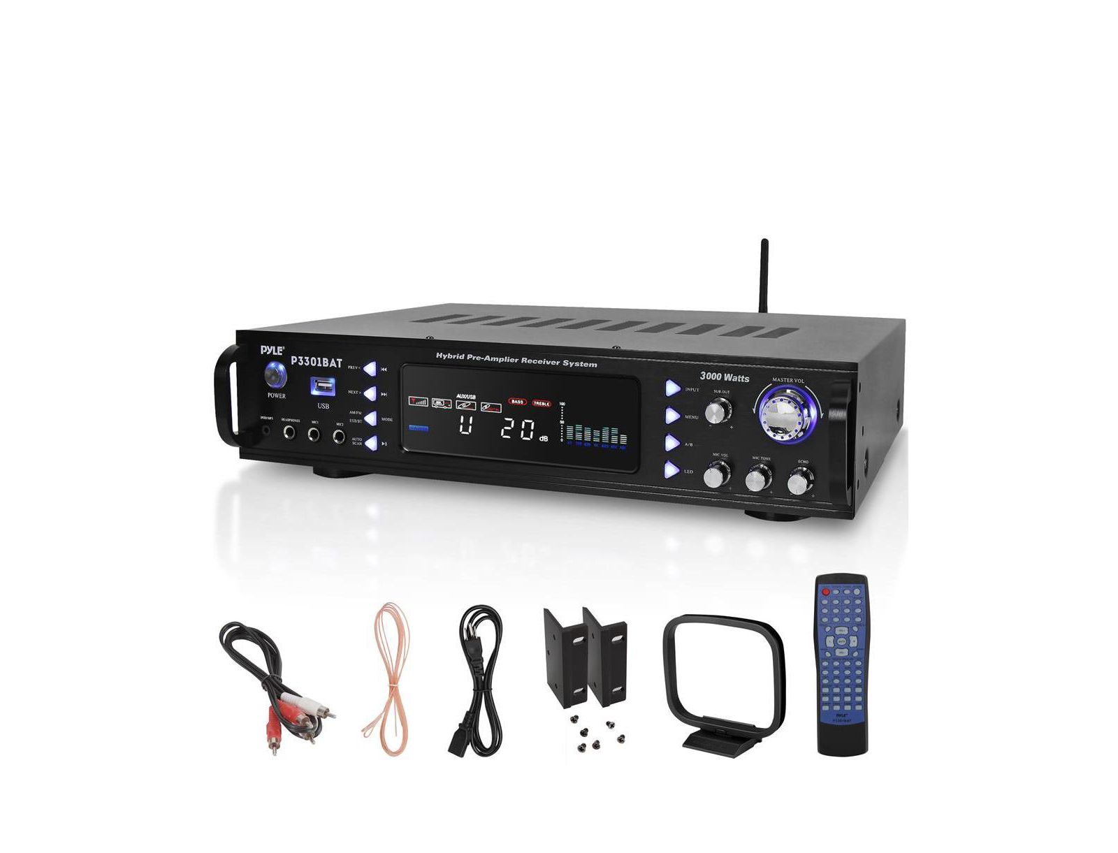 Pyle Wireless Bluetooth Stereo Amplifier with AM/FM and US