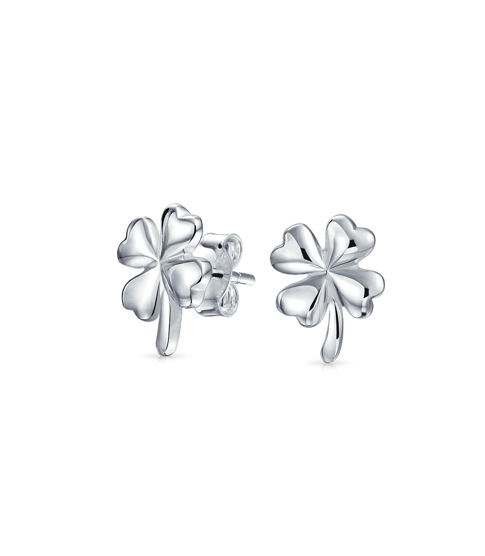 Bling Jewelry Good Luck Shamrock Clover Stud Earrings .925 Sterling Silver