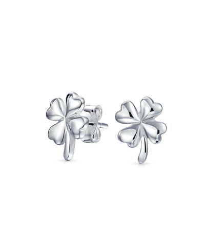 Bling Jewelry Good Luck Shamrock Clover Stud Earrings .925 Sterling Silver