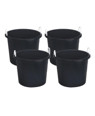 Homz пластиковое ведро для хранения, 17 Gallon, с ручкой, черный, 4 шт