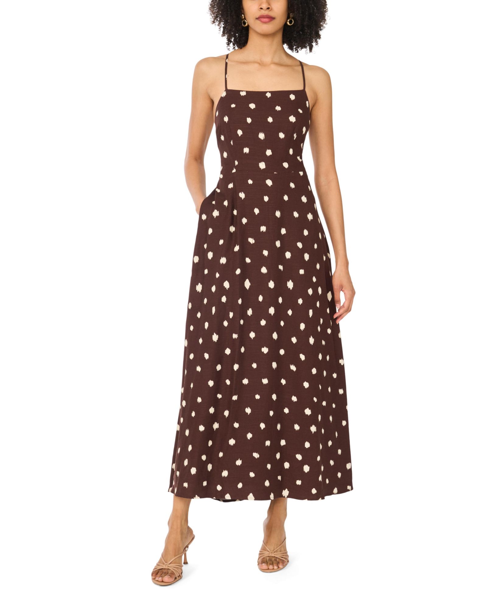 Женское платье из смесового льна 1.STATE Linen Blend Printed Maxi