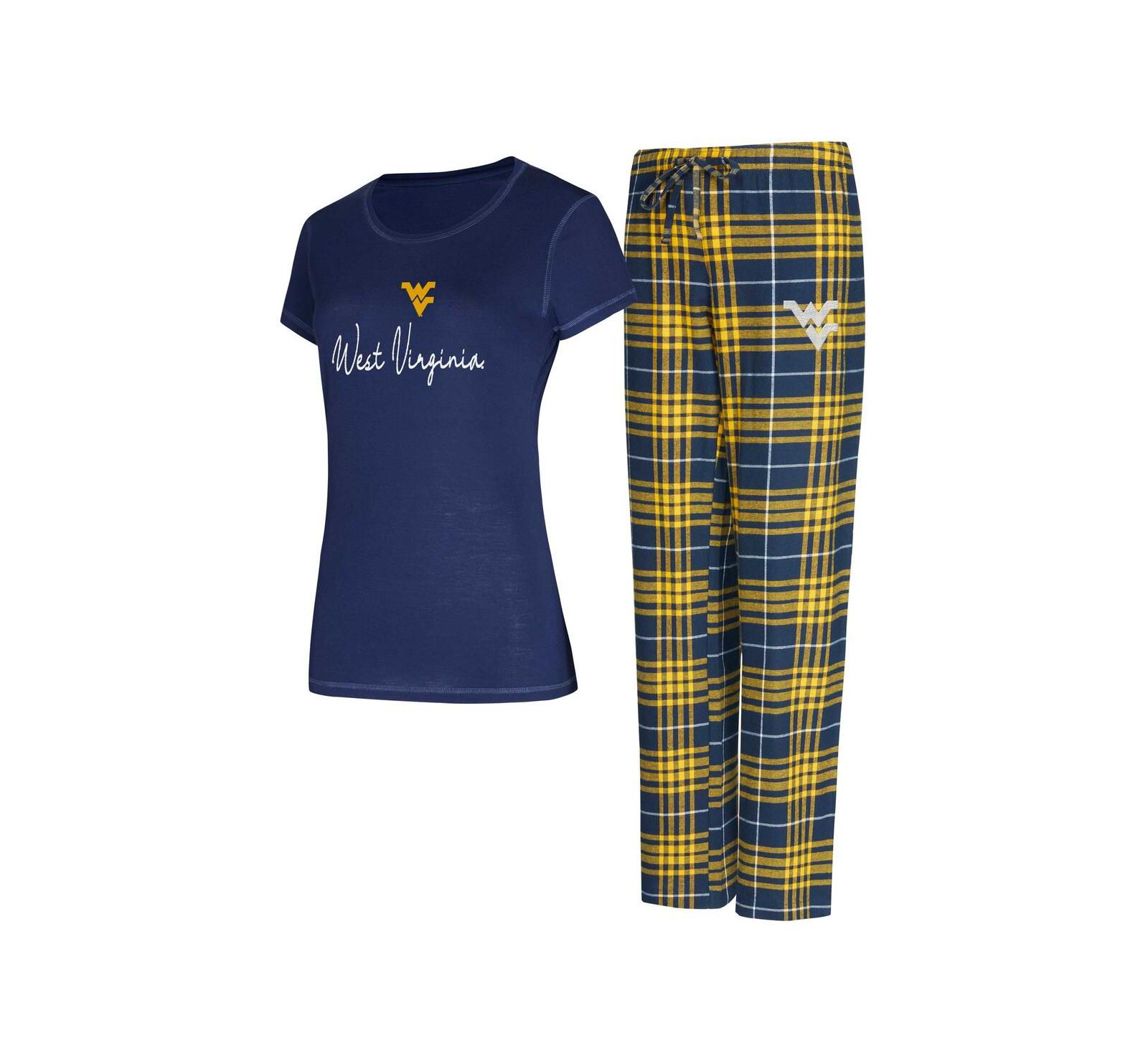 Concepts Sport Women's Navy West Virginia Mountaineers Vector T-Shirt Flannel Pants Sleep Set