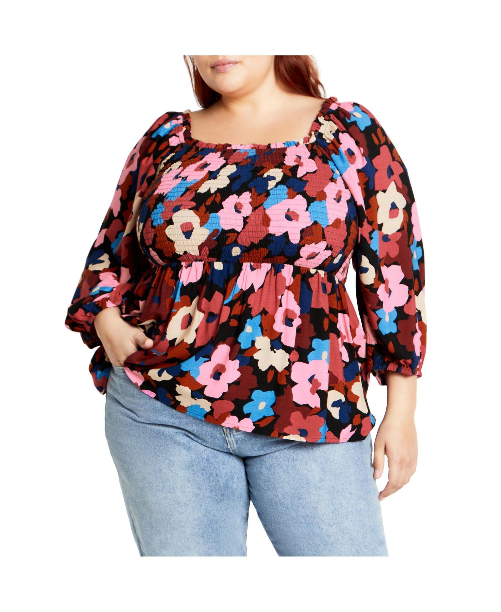 CITY CHIC Women's Poppy Print Top
