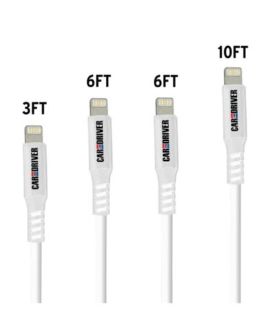 Car And Driver MFi Certified Tangle-Resistant Lightning Cables for Apple Devices, 4-Pack