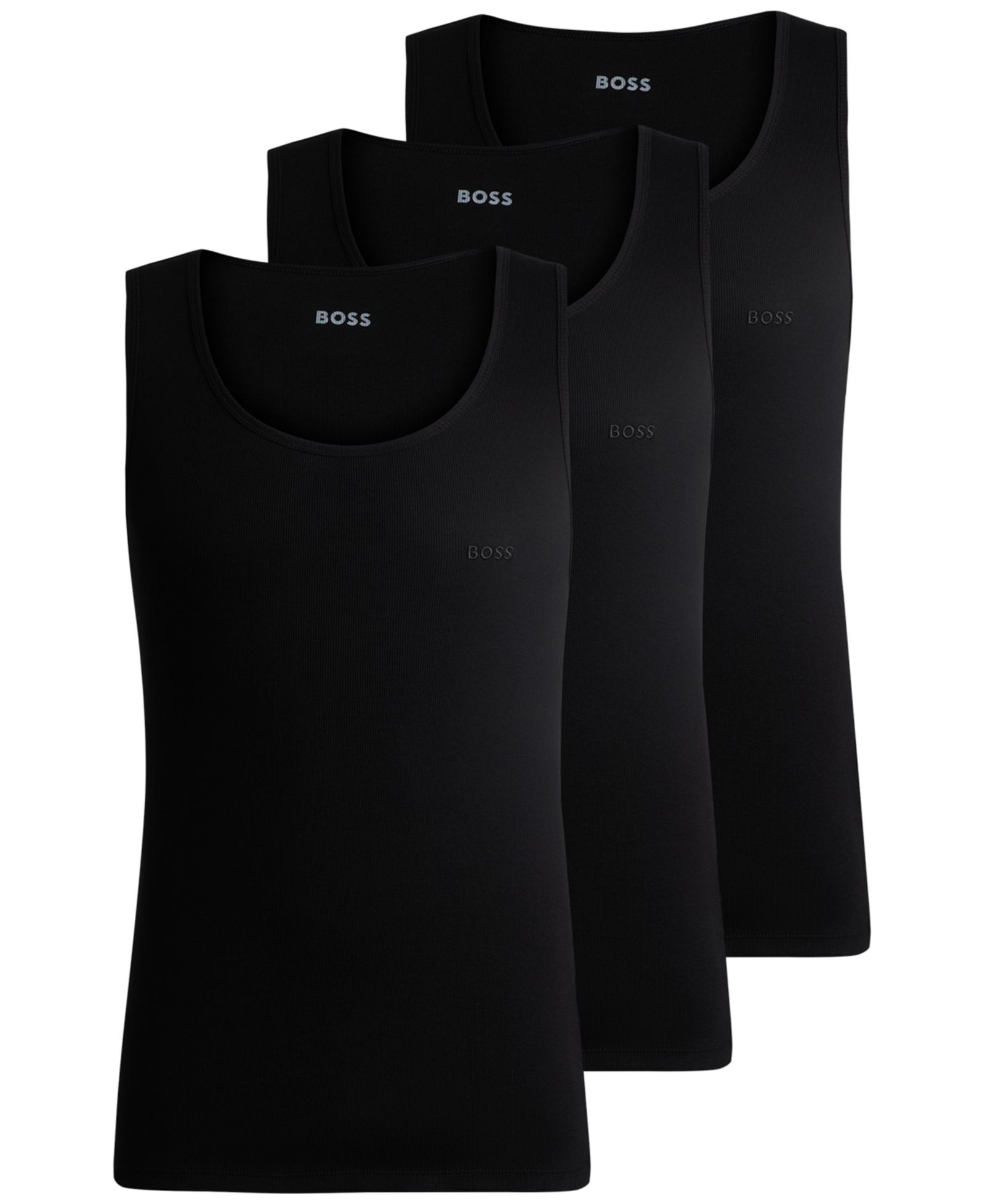 BOSS by Hugo Boss Men's 3-Pack Cotton Ribbed Classic Tank Tops