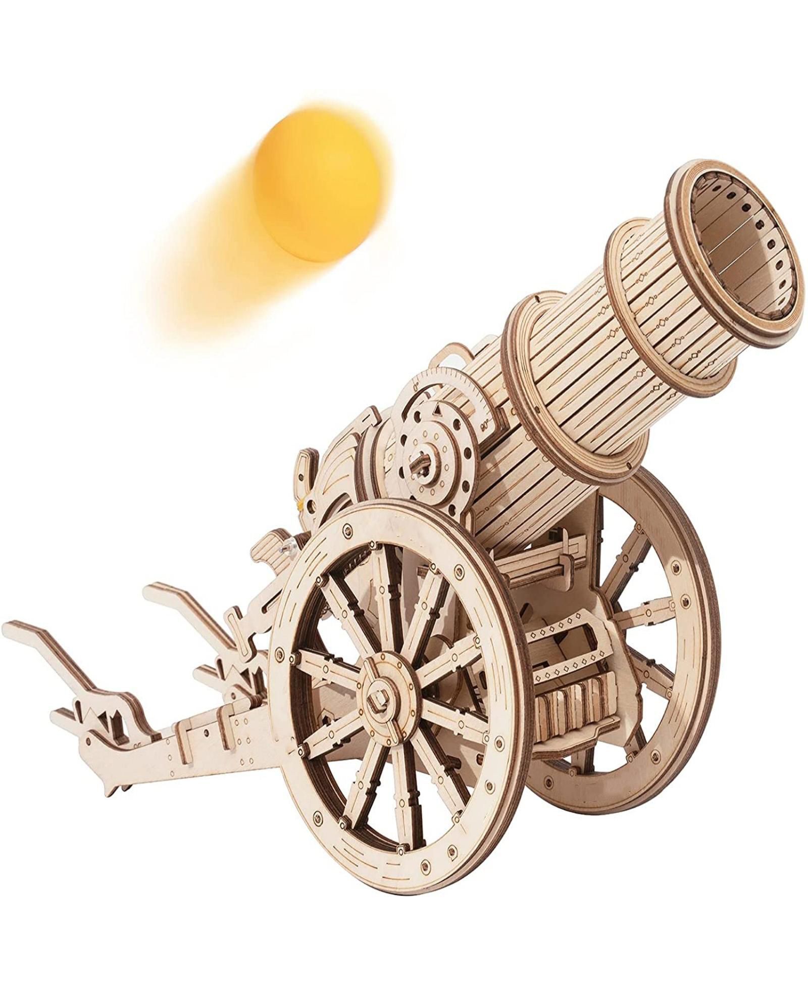 Деревянный 3D пазл Robotime Medieval Wheeled Cannon Beige