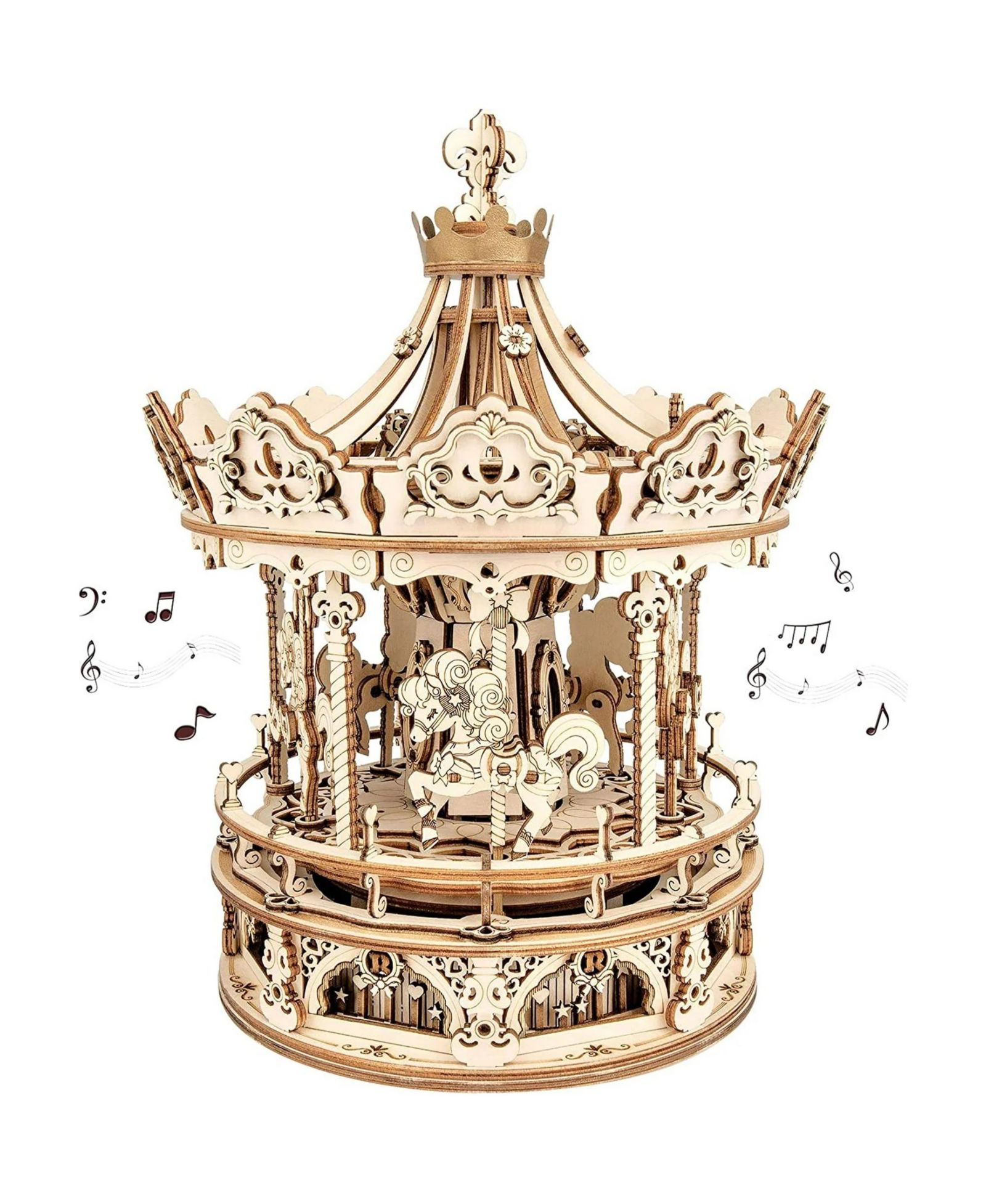 Robotime Carousel Music Box 336-Piece 3D Puzzle, Ages 14+