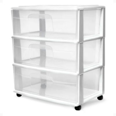 Homz пластиковый прозрачный контейнер для хранения с 3 ящиками, White Frame