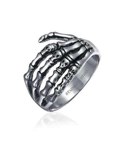 Кольцо Bling Jewelry Goth Rocker Wrap Skelton Hand из нержавеющей стали