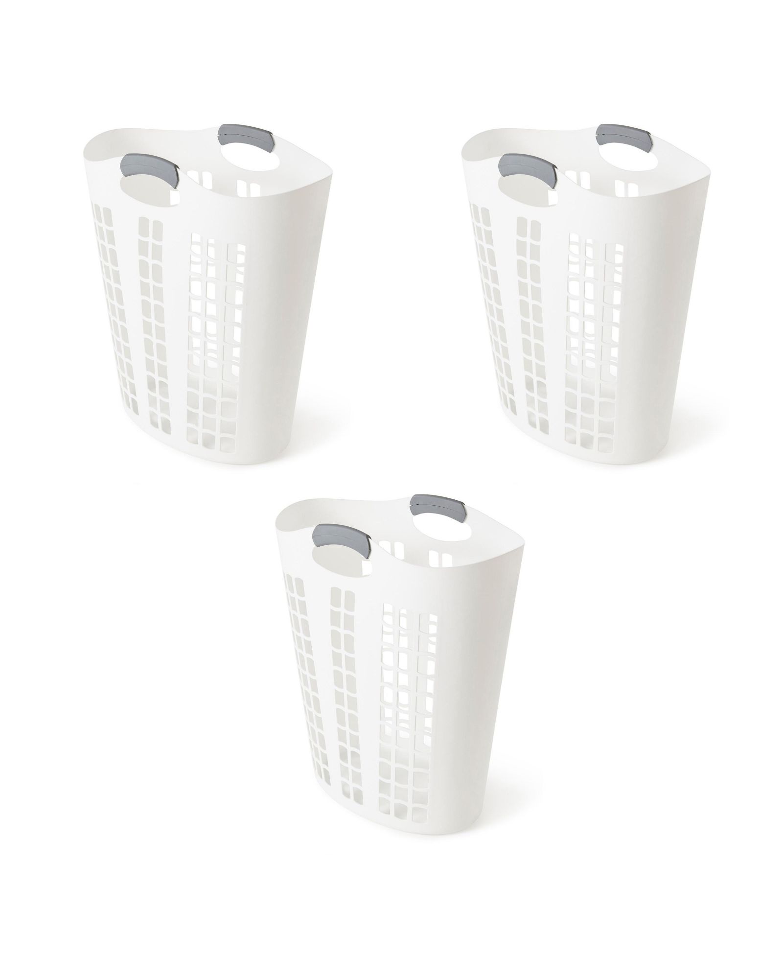 Gracious Living Easy Carry Flex 87 L Plastic Laundry Hamper, White (3 Pack)