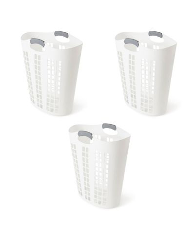 Корзина для белья Gracious Living Easy Carry Flex 87 L Plastic, White (3 Pack)