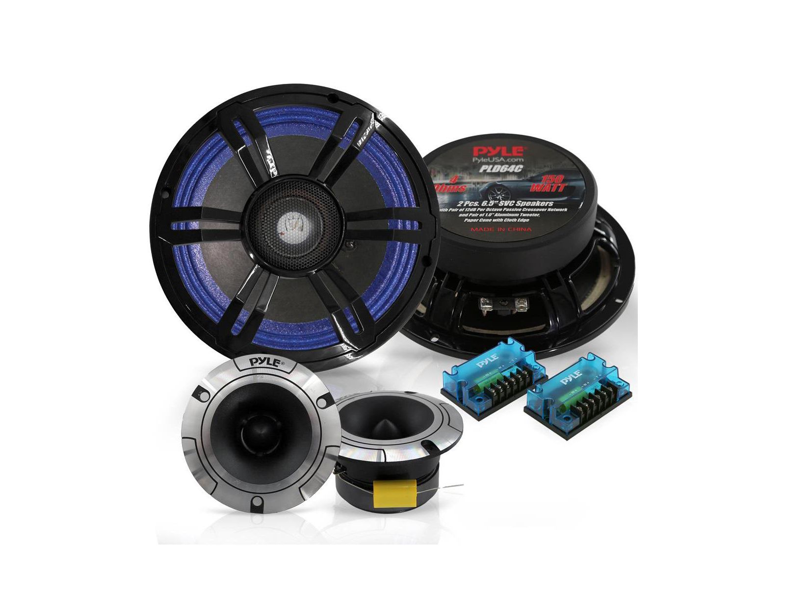 Pyle 6.5'' Three-Way Component 150W Speaker System, Fits OEM Locations
