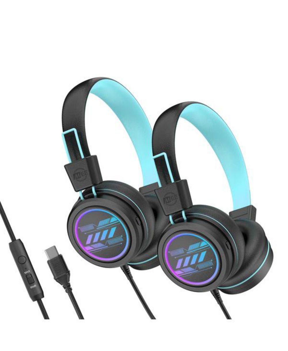 Детские наушники MEE audio KidJamz KJ55U (2 Pack) USB-C с LED подсветкой