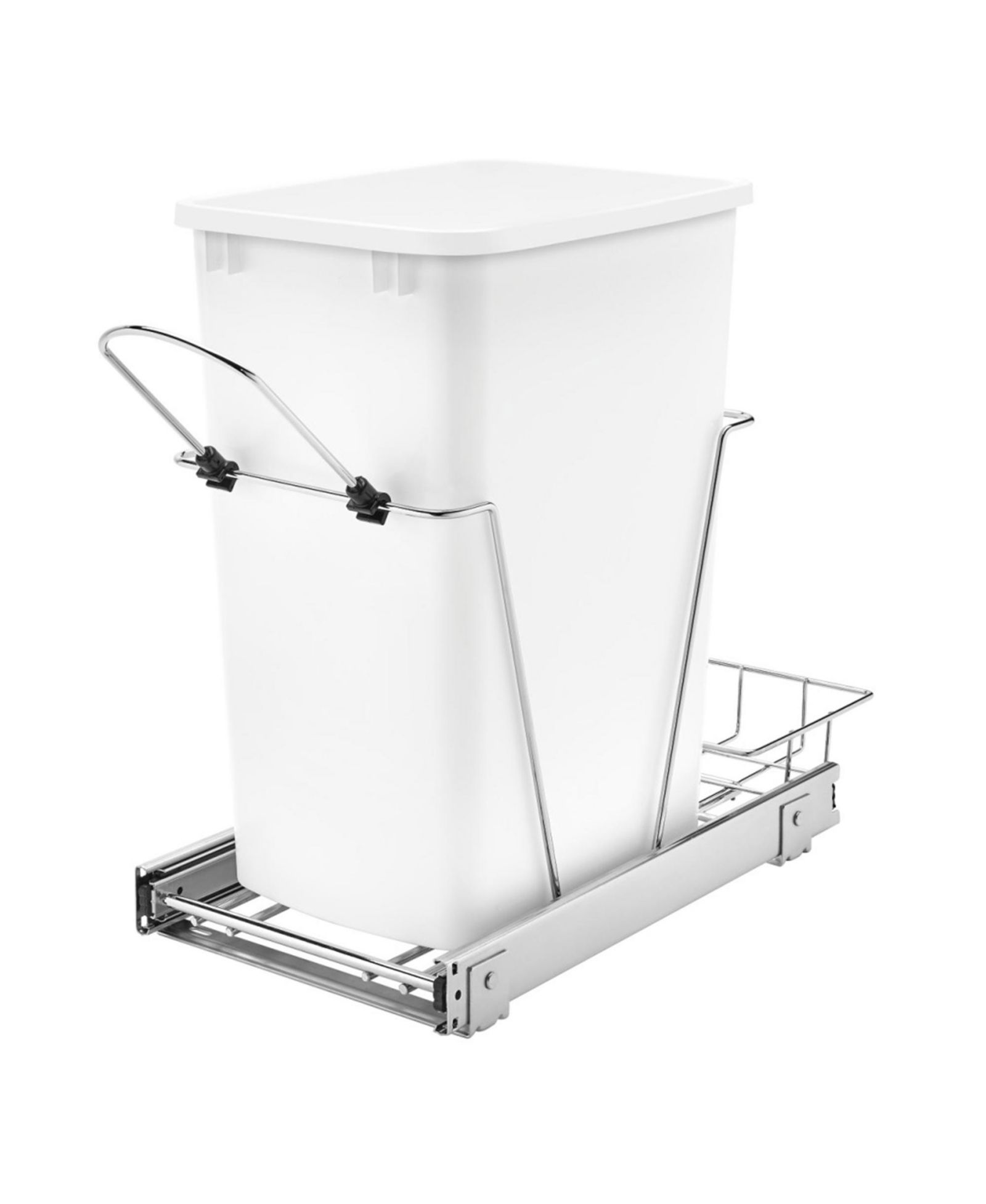 Rev-A-Shelf Pullout Trash Can 35 qt. for Kitchen Cabinets, White, RV-12KD-11C S