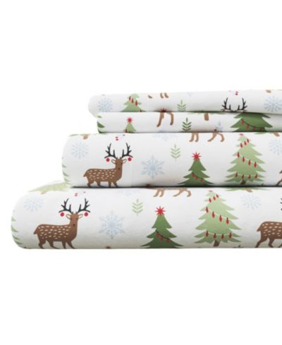 Linery and Co. Ultra-Soft Turkish Cotton Flannel Holiday Print Sheet Set