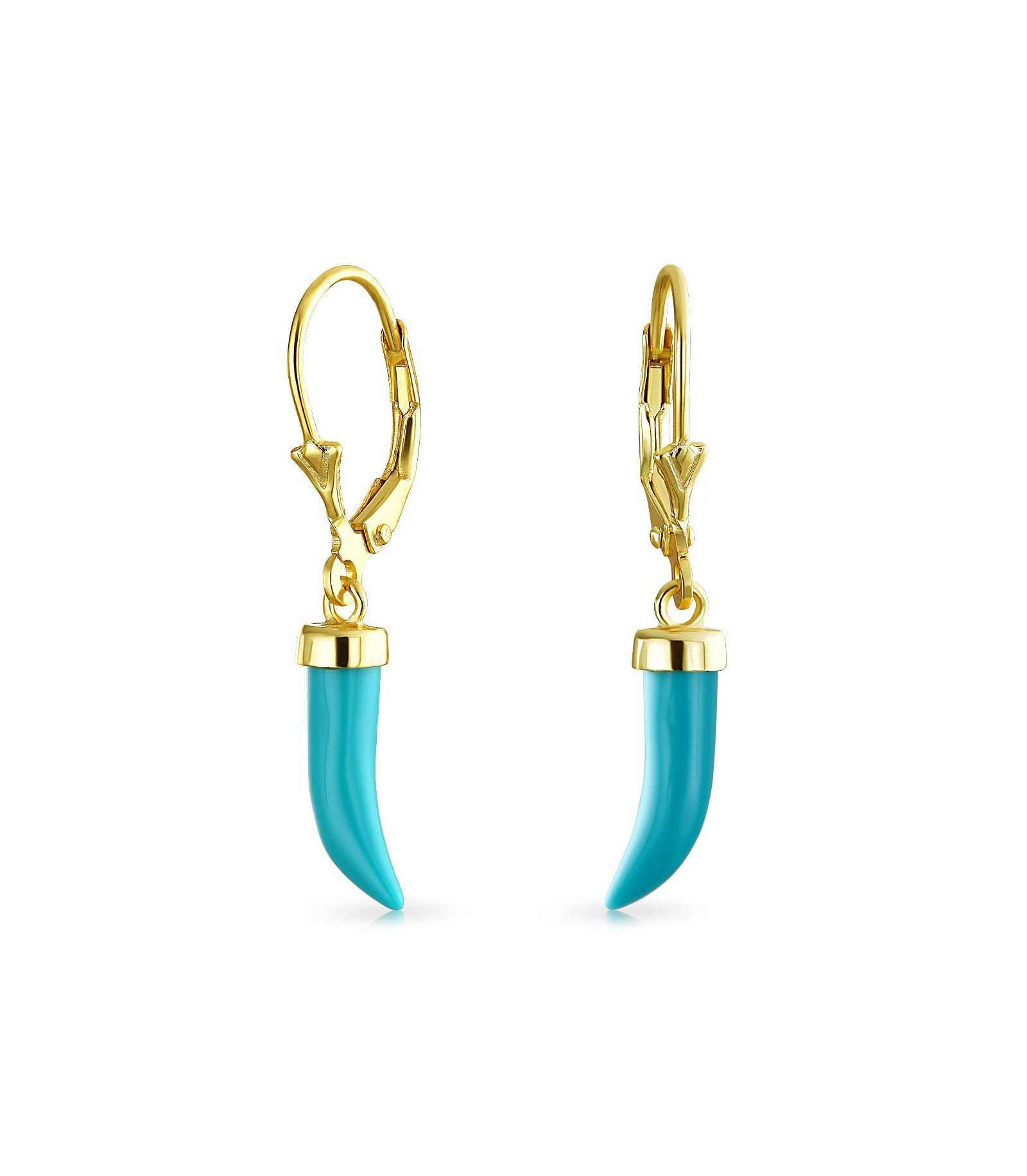 Серьги Bling Jewelry Italian Cornicello Chili Pepper с бирюзой и позолотой