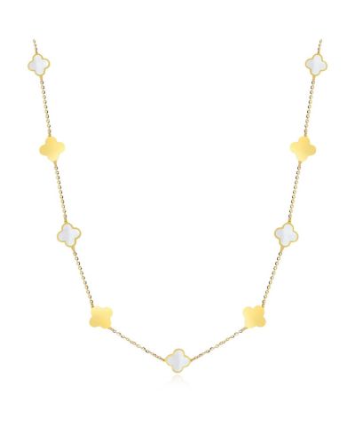 The Lovery Mini Mother of Pearl and Clover Necklace 14K Gold