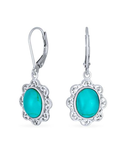 Bling Jewelry серьги Boho Filigree с натуральным голубым бирюзовым камнем из стерлингового серебра