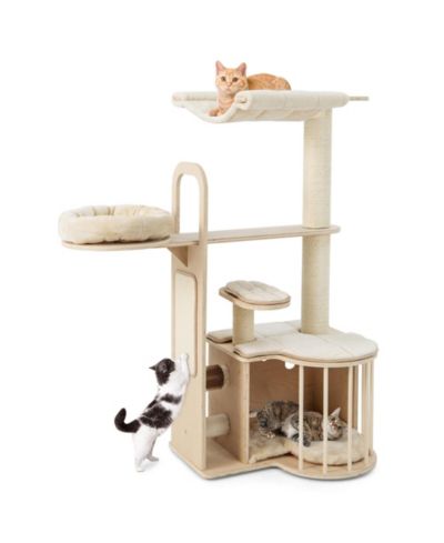 Игровой комплекс Gymax 55'' Tall Cat Tree Tower Wooden Activity Center с гамаком