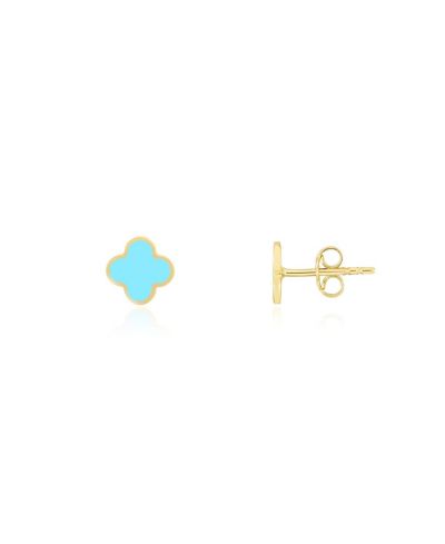 Серьги-гвоздики The Lovery Mini Turquoise Clover 14K Gold