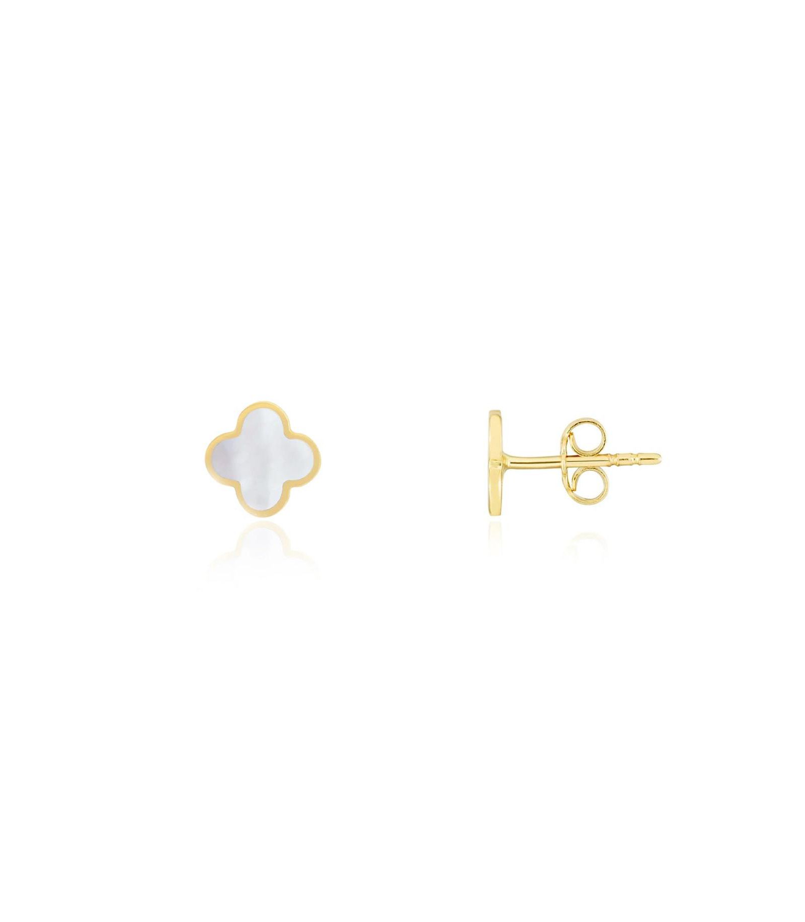 The Lovery Mini Mother of Pearl Clover Stud Earrings