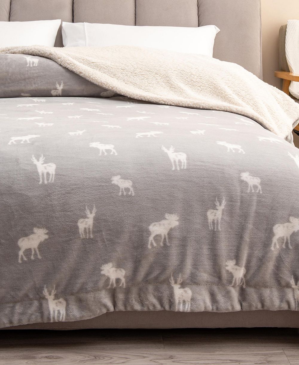 Linery & Co. Velvet Plush Reversible Sherpa Throw Blanket