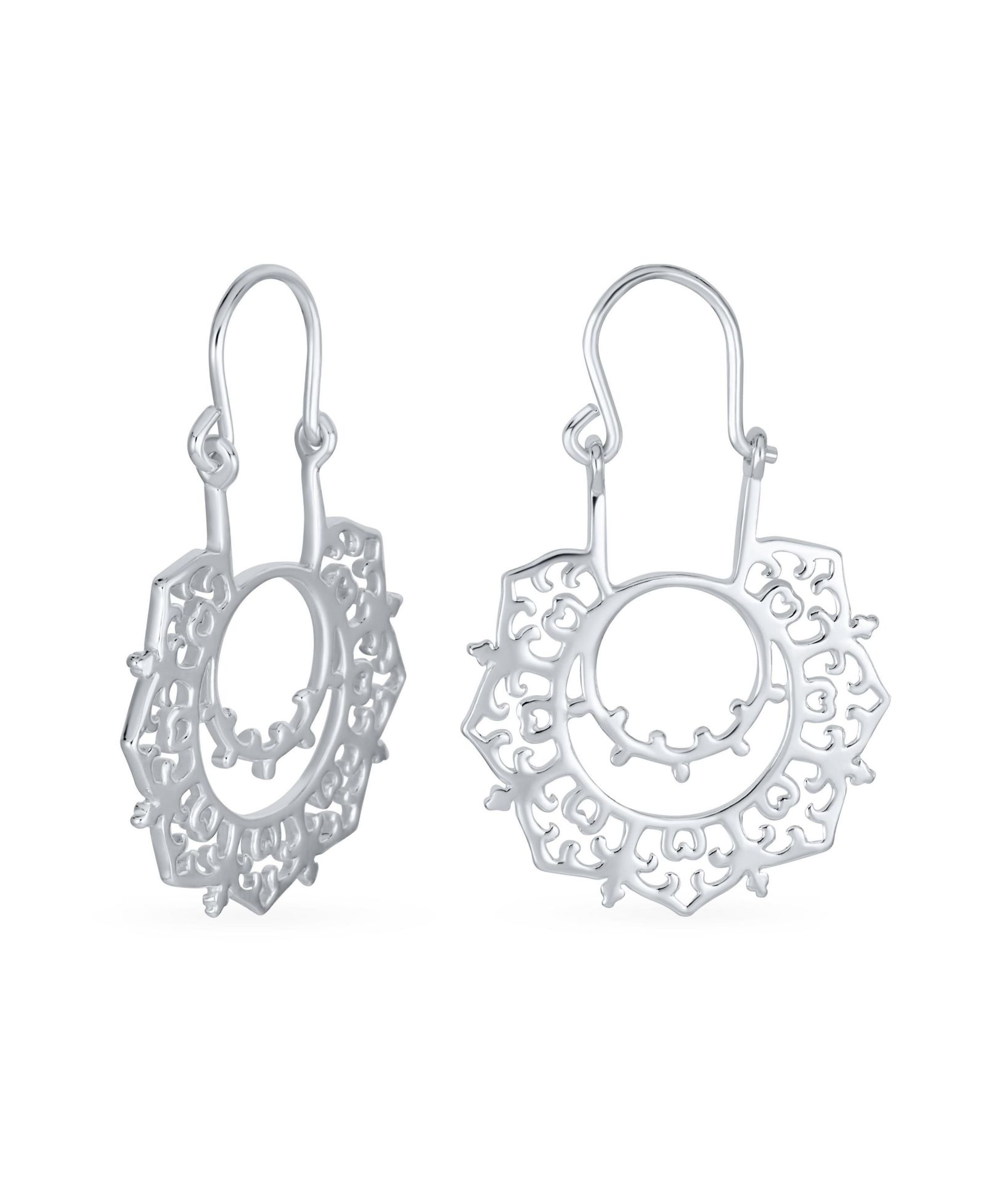 Серьги Bling Jewelry в индийском стиле Filigree Mandala Sanskrit Sterling Silver
