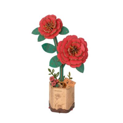 Robotime Red Rose 3D Wooden Puzzle, 106-Piece Jigsaw Puzzle, Ages 8+
