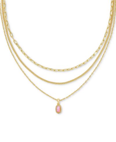 Kendra Scott 14k Gold-Plated Kyocera Opal Layered Pendant Necklace, 14" + 4" extender