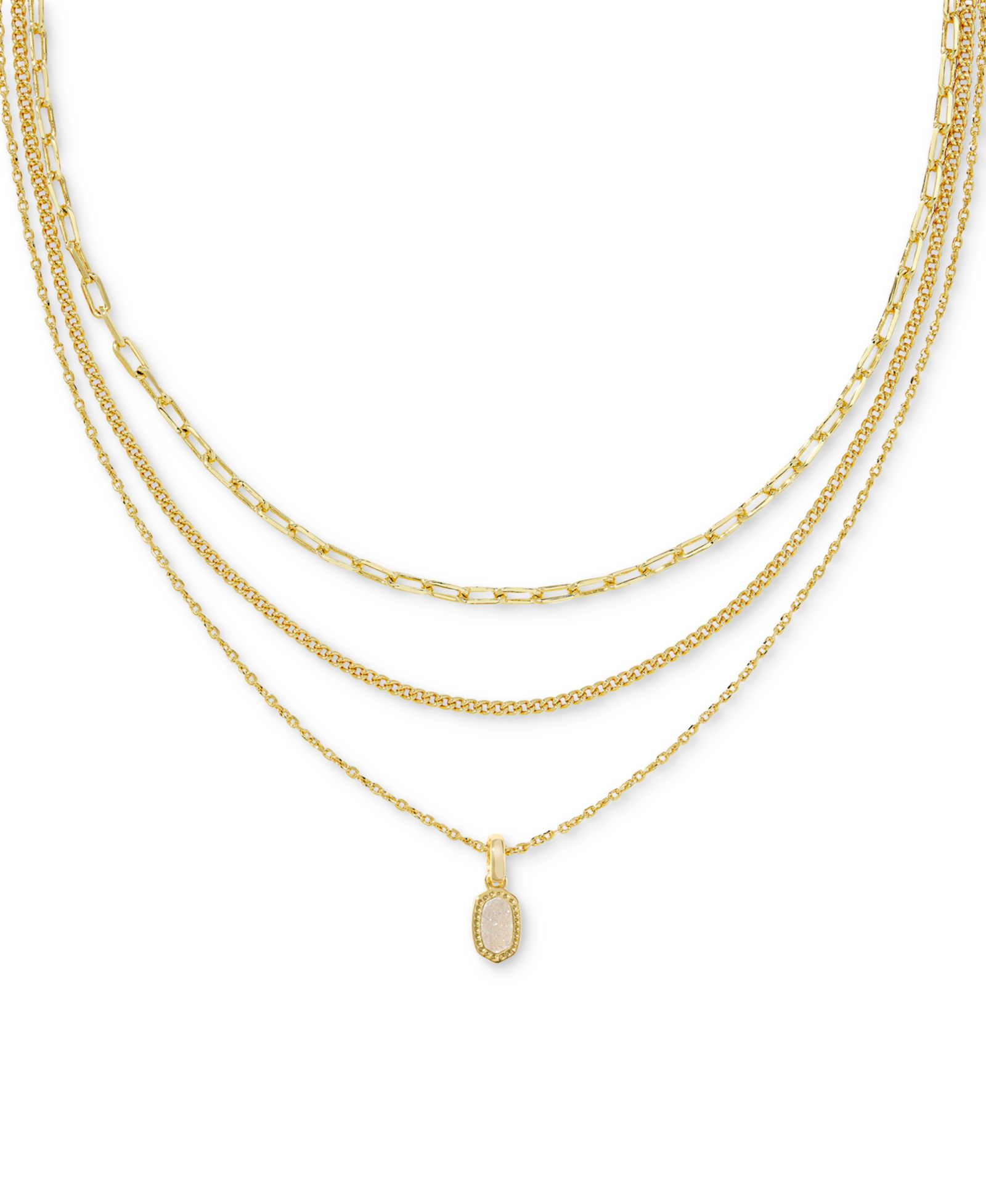 Kendra Scott 14k Gold-Plated Kyocera Opal Layered Pendant Necklace, 14" + 4" extender