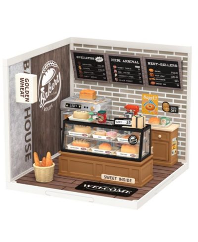 Robotime Golden Wheat Bakery 3D Puzzle Miniature Dollhouse, Ages 8+