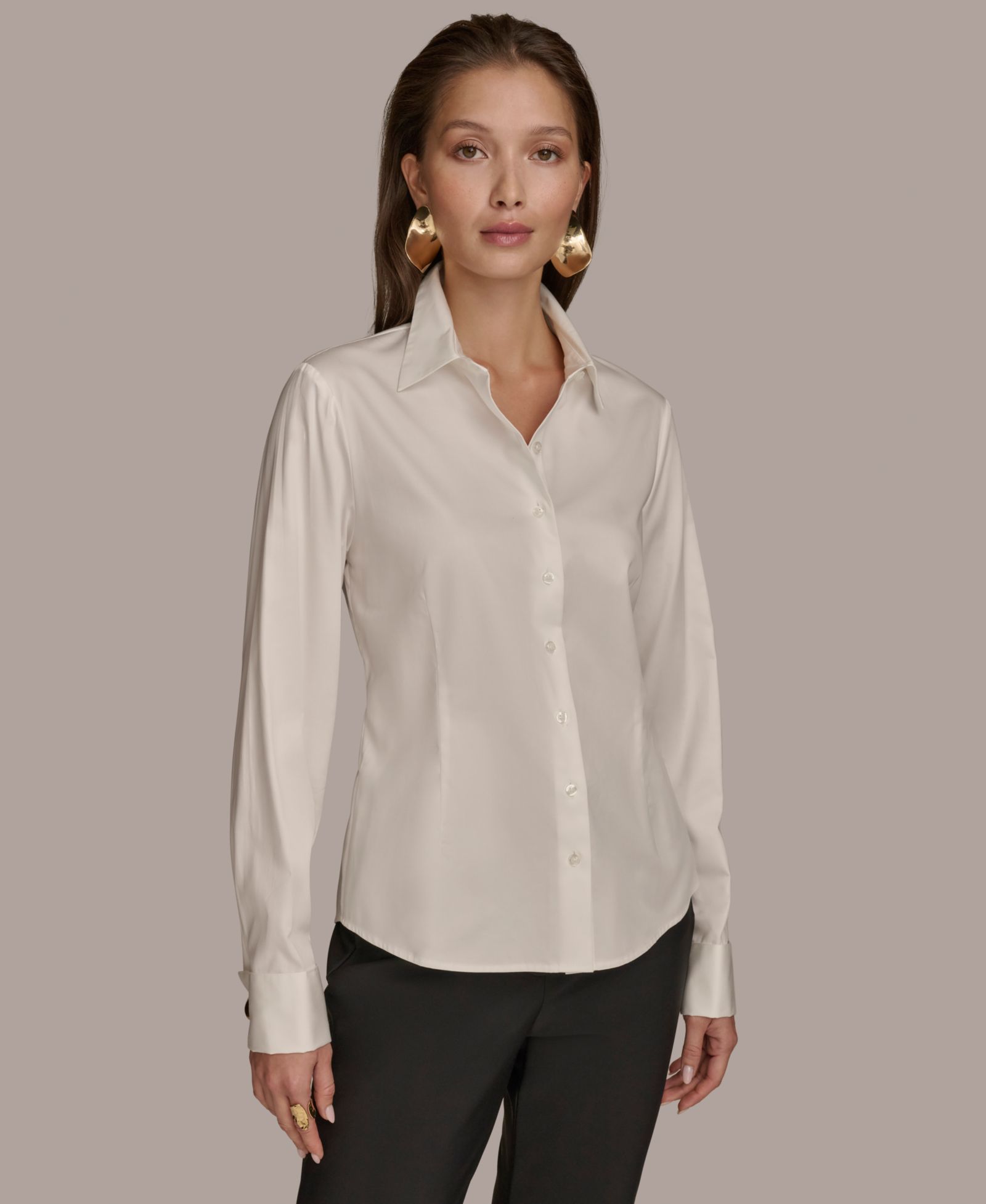 Donna Karan New York Women's Wrist-Hardware Button-Down Shirt