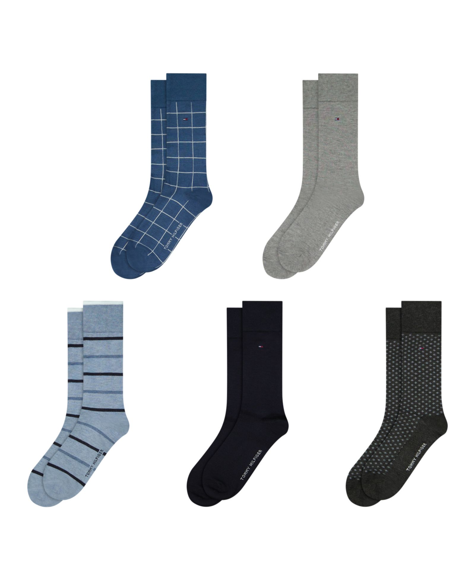 Tommy Hilfiger Men's Patterned Crew Dress Socks, 5-Pack