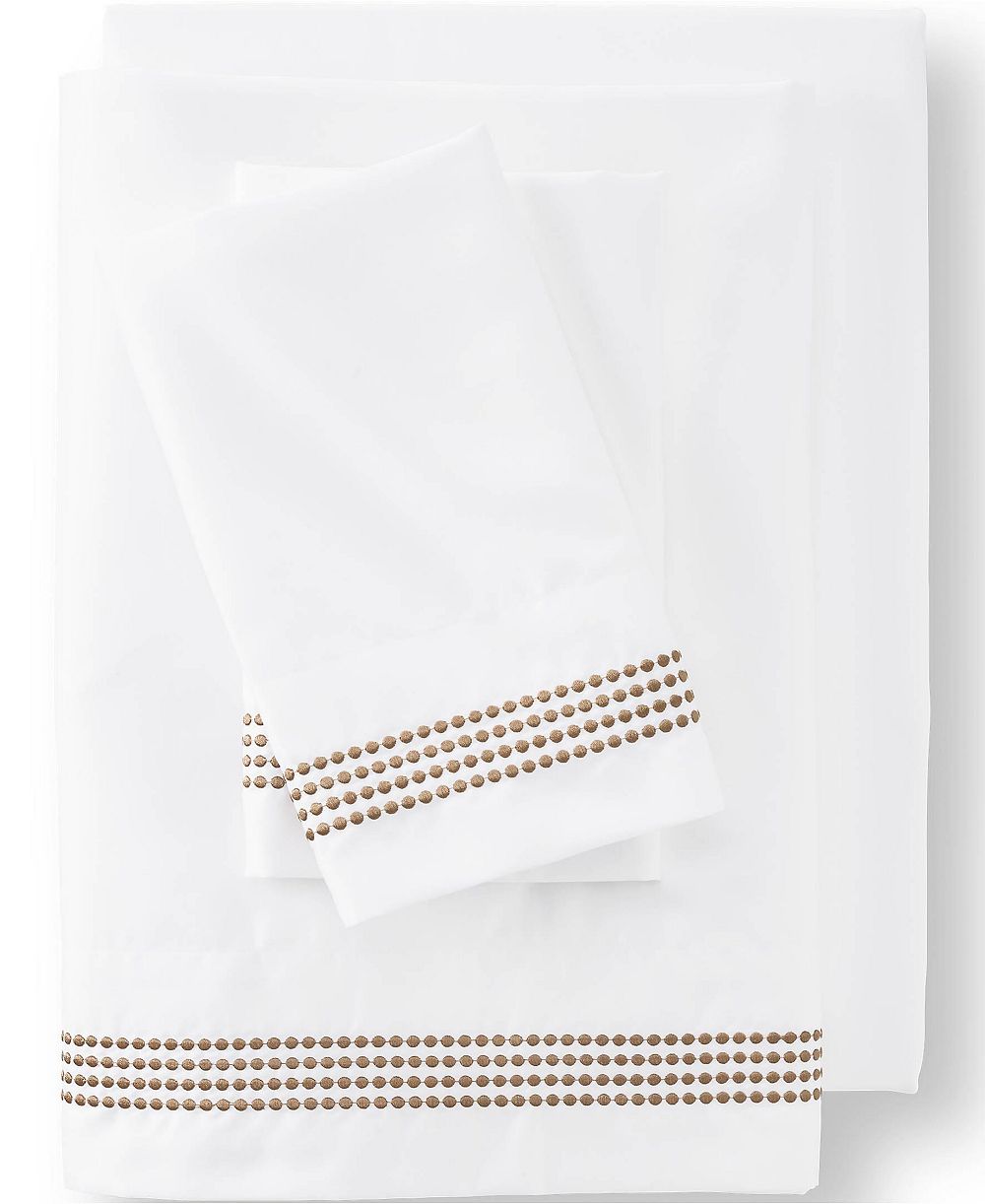 Сатиновое вышитое постельное белье Lands' End, 400 Thread Count