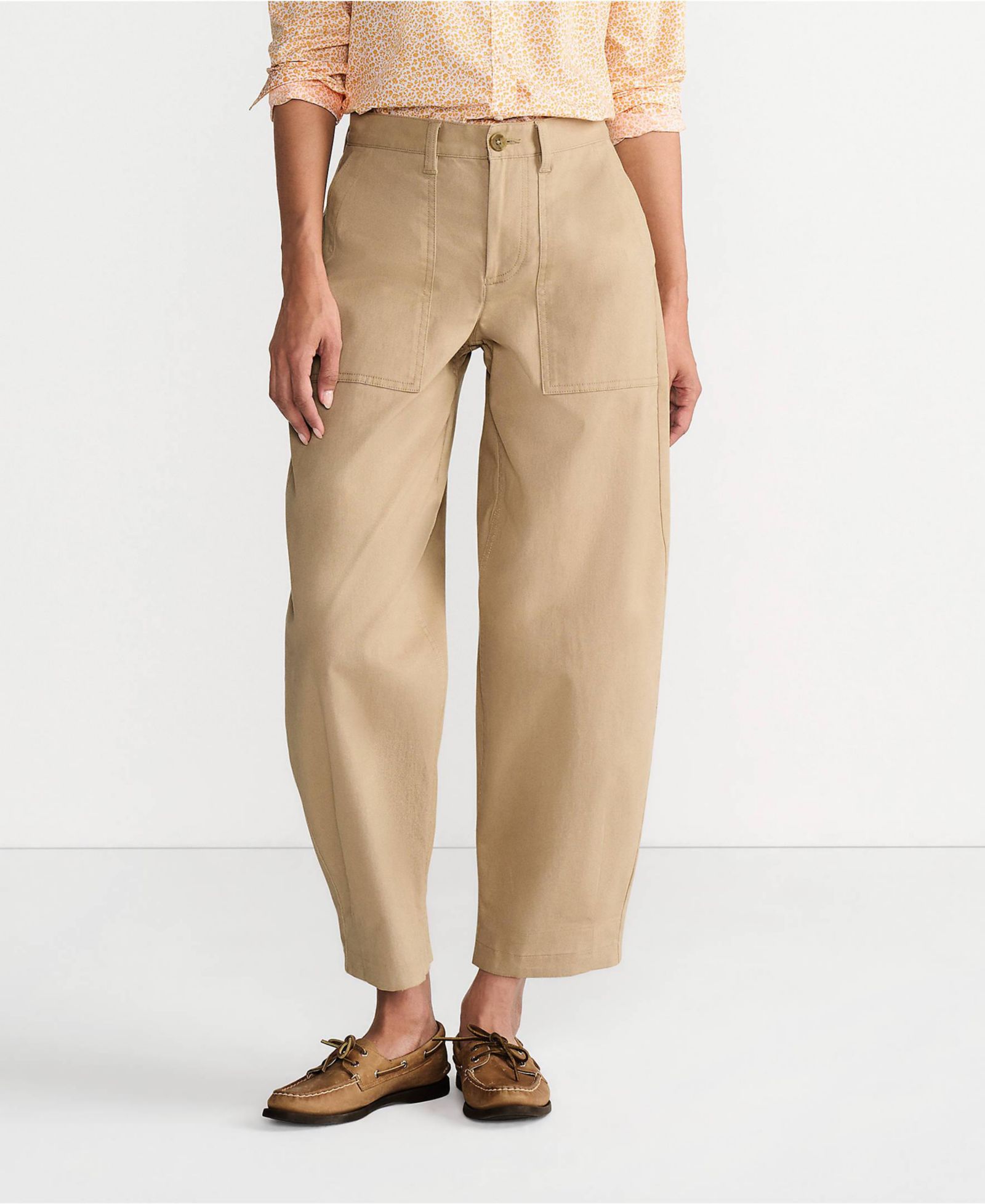 Женские брюки Lands' End Chino с высокой посадкой и широкими штанинами