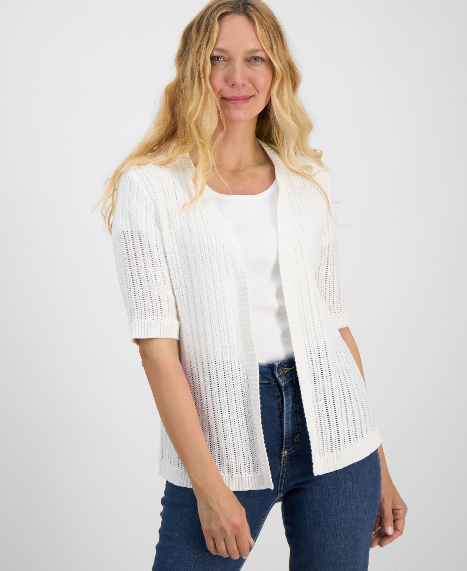 Style & Co Женский хлопковый кардиган с открытым передом