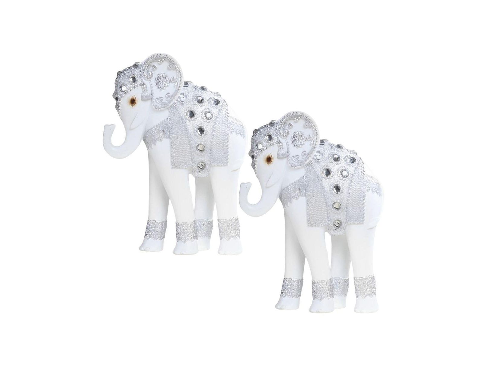 Декоративная статуэтка FC Design Elephant в серебряном цвете (набор из 2 шт.)