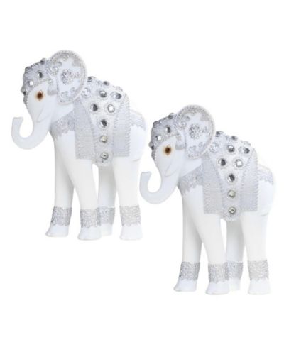 Декоративная статуэтка FC Design Elephant в серебряном цвете (набор из 2 шт.)