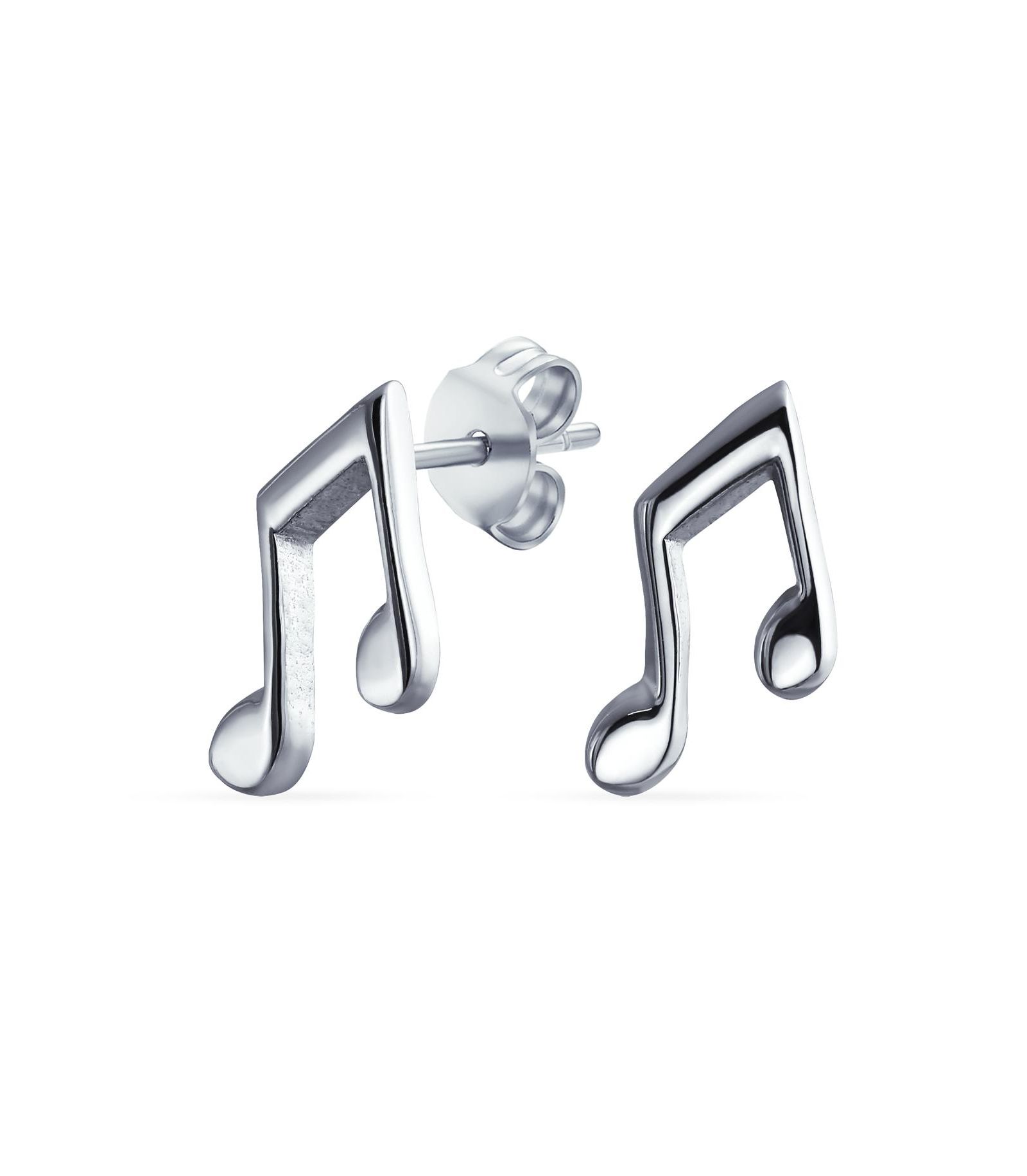 Серьги Bling Jewelry Tiny Dainty Eighth Music Notes Threader Stud Silver