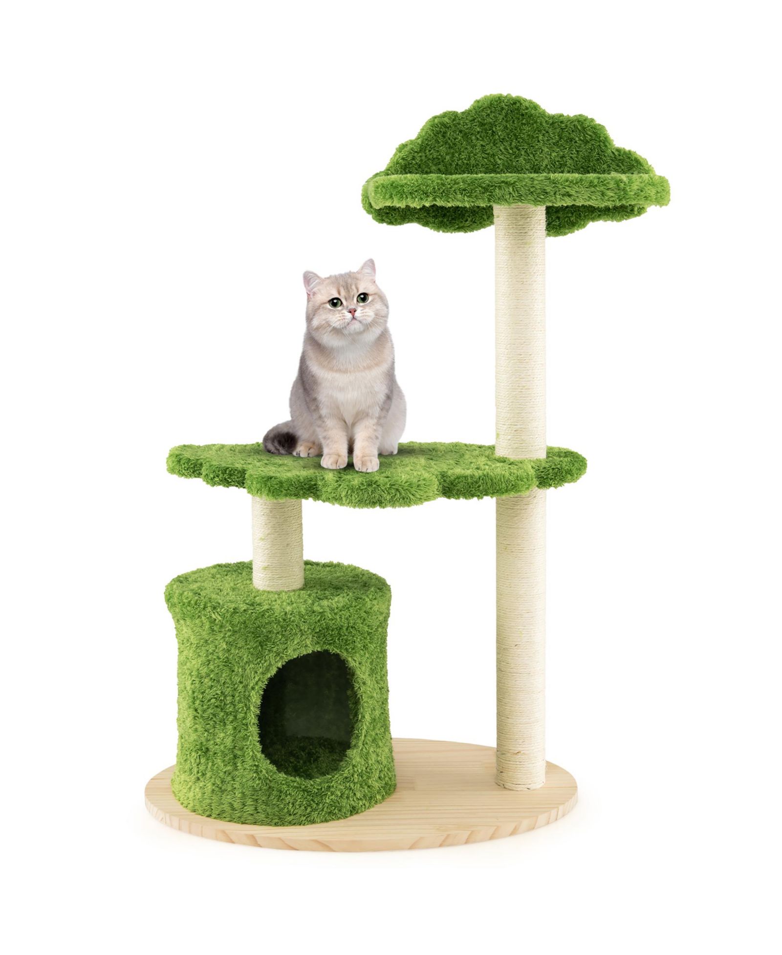 Gymax 38'' Cute Cat Tree Cat Condo Furniture с Fully Wrapped Sisal Scratching Posts