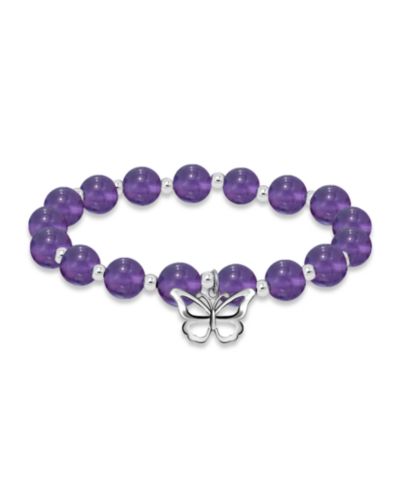 Браслет Macy's Silver-Plated Beaded Butterfly Charm Stretch