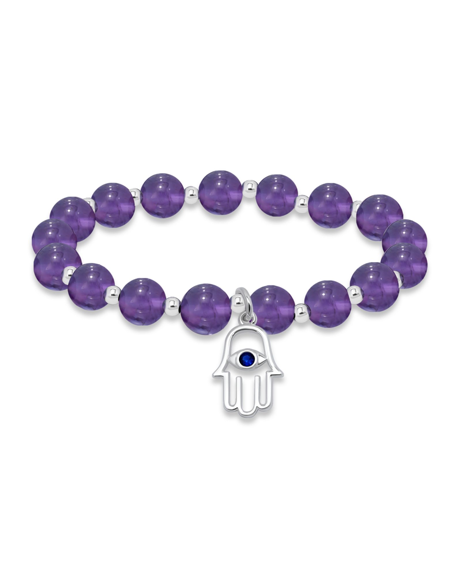Браслет Macy's Silver-Plated Beaded Hamsa Hand Charm