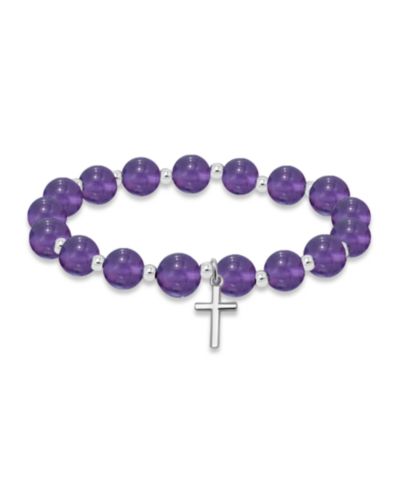 Браслет Macy's Silver-Plated Beaded Cross Charm