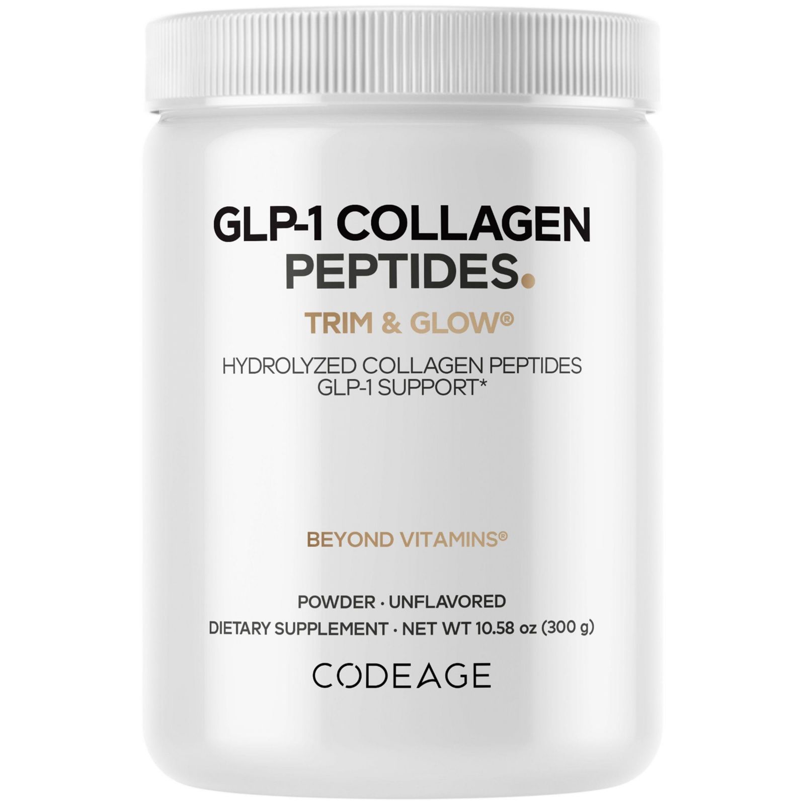 Коллагеновый порошок Codeage GLP-1 - Nextida GC Collagen Peptides - Поддержка GLP 1 - Гидролизованный коллаген, Grass-Fed, Тип I и III, Без вкуса - Non-GMO, Gluten-Free, Dairy-Free - 10.58 Oz
